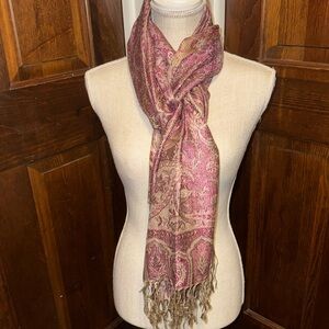 Paisley Print Pashmina Scarf Wrap With Fringe